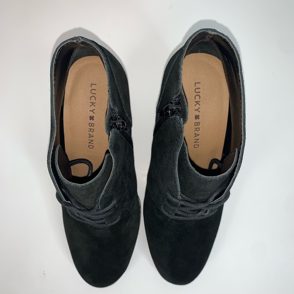 Lucky Brand Shylow Black Lace Up Suede Wedge - Picture 4 of 8